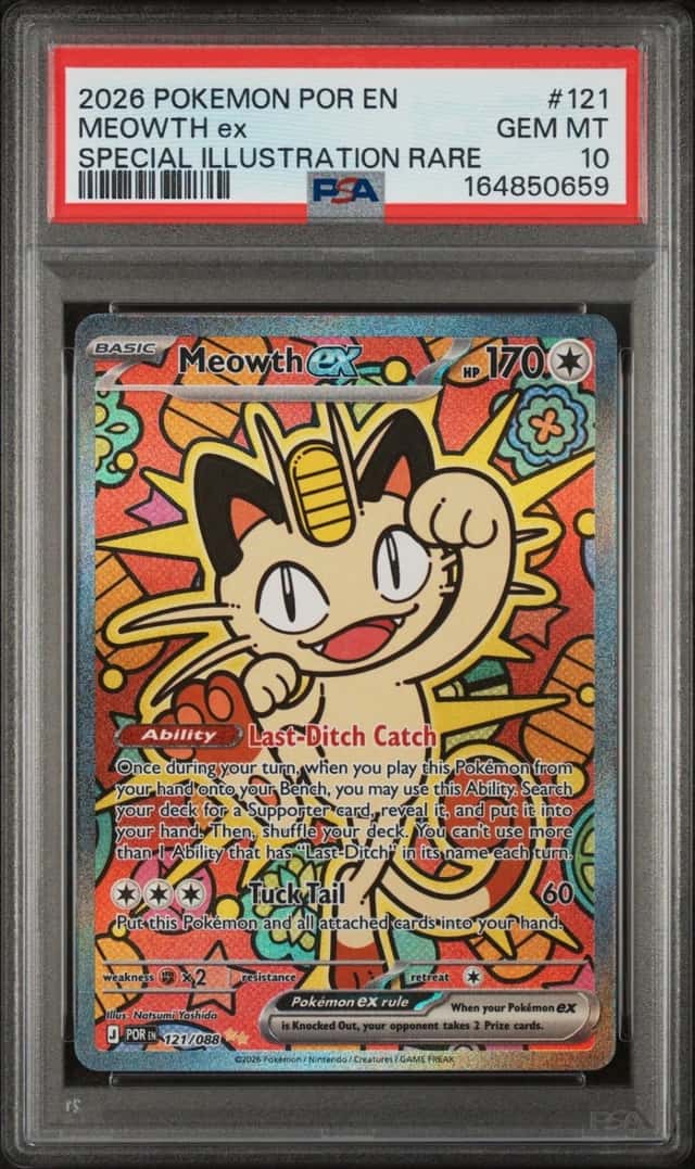 2026 POKEMON POR EN-PERFECT ORDER SPECIAL ILLUSTRATION RARE MEOWTH EX PSA 10