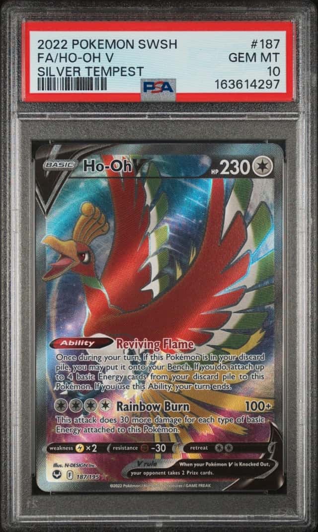 2022 POKEMON SWORD & SHIELD SILVER TEMPEST #187 FULL ART/HO-OH V PSA 10