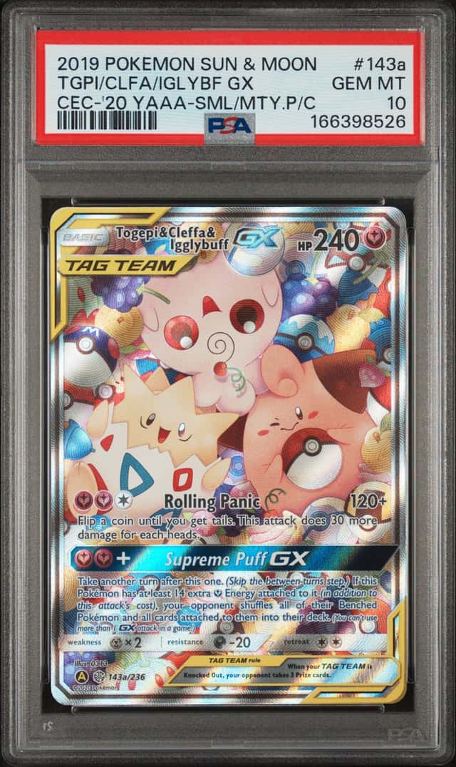 Pokemon TCG Cosmic Eclipse Togepi & Cleffa & Igglybuff GX 143a/236 PSA 10