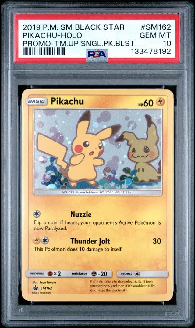 2019 POKEMON SM BLACK STAR PROMO #SM162 PIKACHU-HOLO PROMO PSA 10 GEM MINT