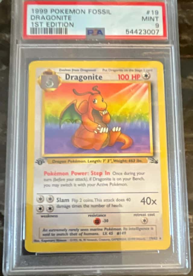 Pokemon Fossil Dragonite 1st Edition  4/62 PSA 9 Mint 1999 English