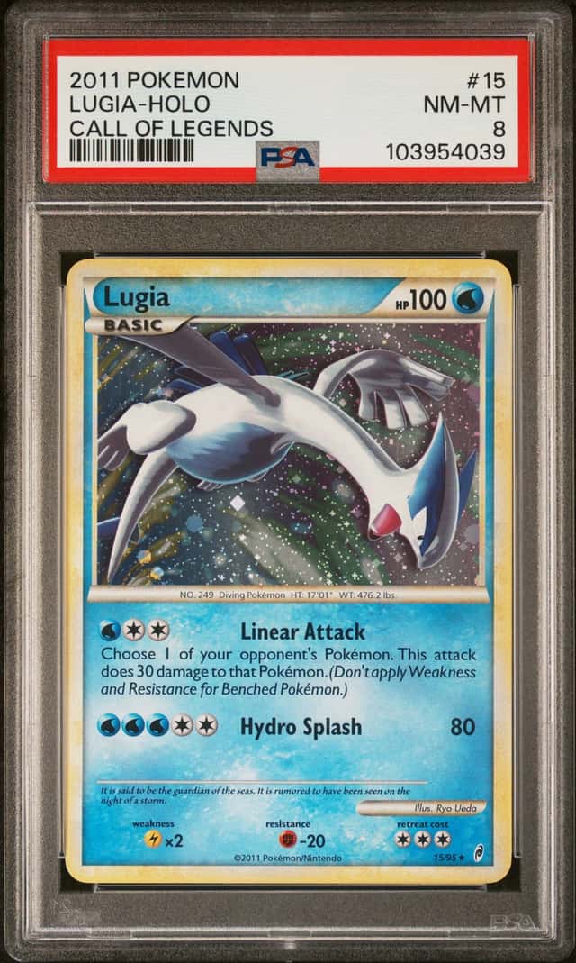 2011 POKEMON LUGIA-HOLO CALL OF LEGENDS #15 PSA 8