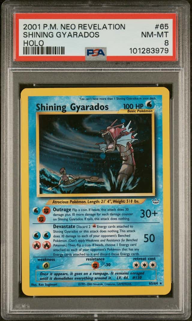 2001 POKEMON SHINING GYARADOS-HOLO NEO REVELATION #65 PSA 8