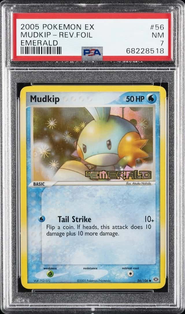 2005 POKEMON EX EMERALD #56 MUDKIP-REVERSE FOIL PSA 7