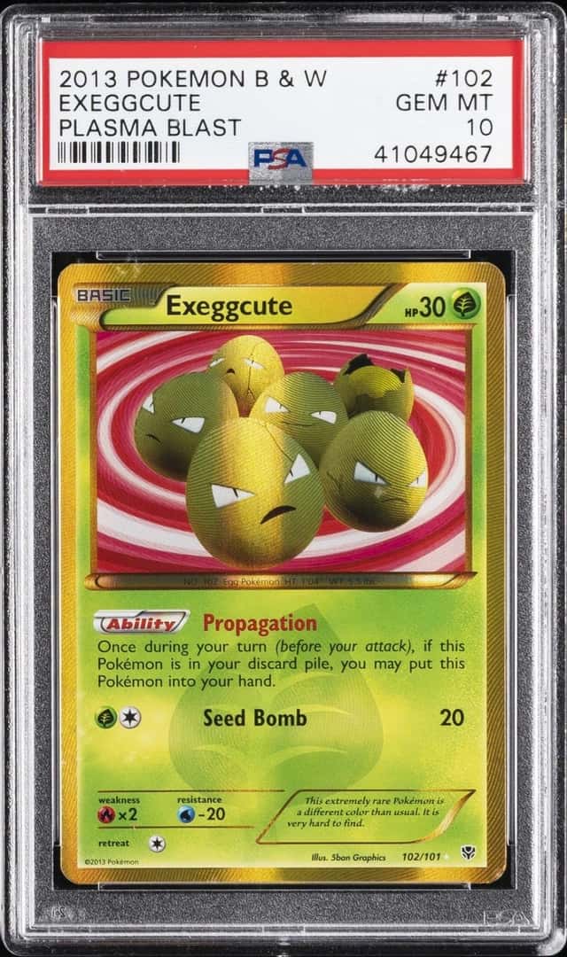 2013 POKEMON BLACK & WHITE PLASMA BLAST #102 EXEGGCUTE PSA 10