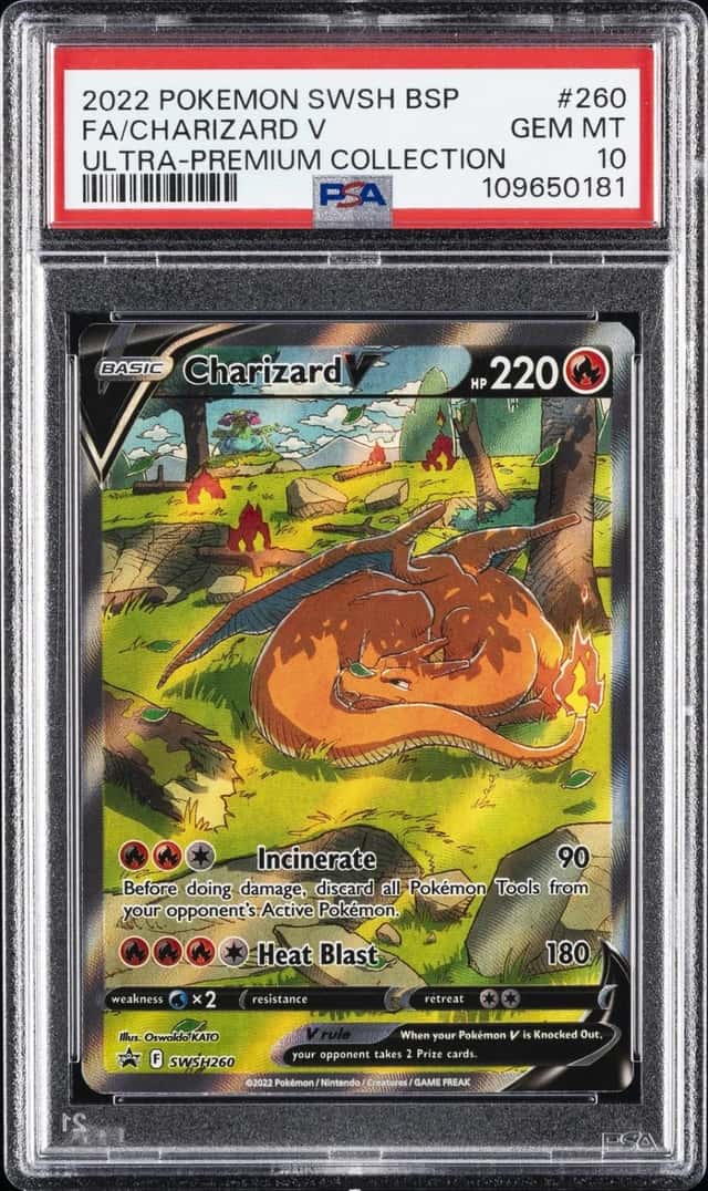 2022 POKEMON SWSH BLACK STAR PROMO #260 FULL ART/CHARIZARD V PSA 10
