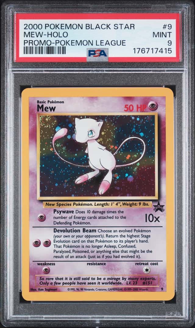 2000 POKEMON PROMO BLACK STAR POKEMON LEAGUE #9 MEW-HOLO PSA 9