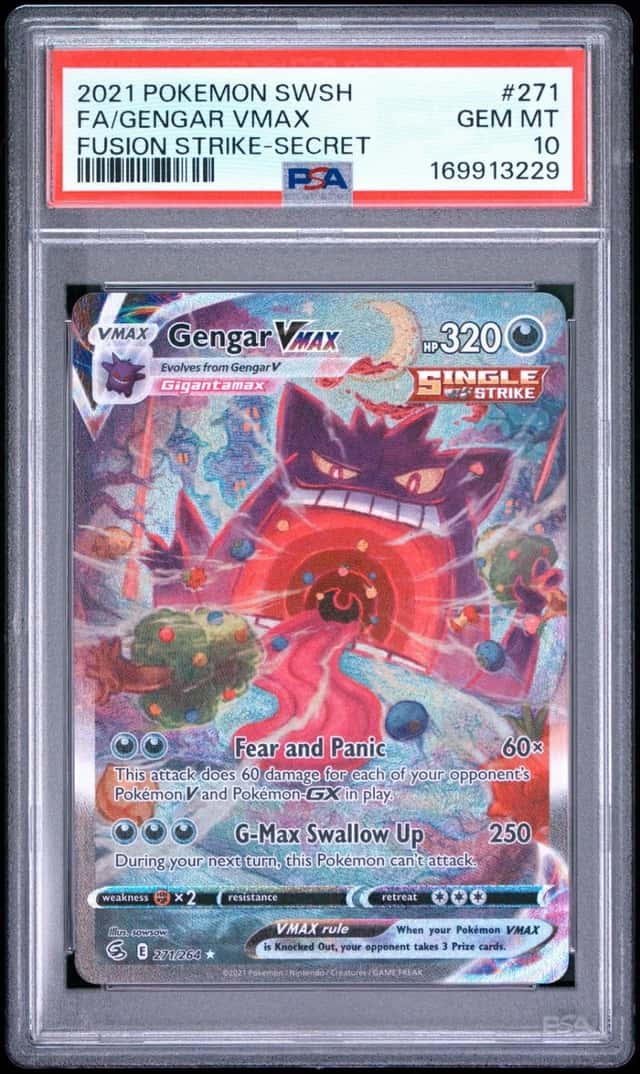 2021 POKEMON SWORD & SHIELD FUSION STRIKE SECRET FULL ART/GENGAR VMAX PSA 10