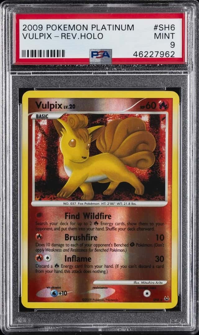 2009 POKEMON PLATINUM #SH6 VULPIX-REVERSE FOIL PSA 9