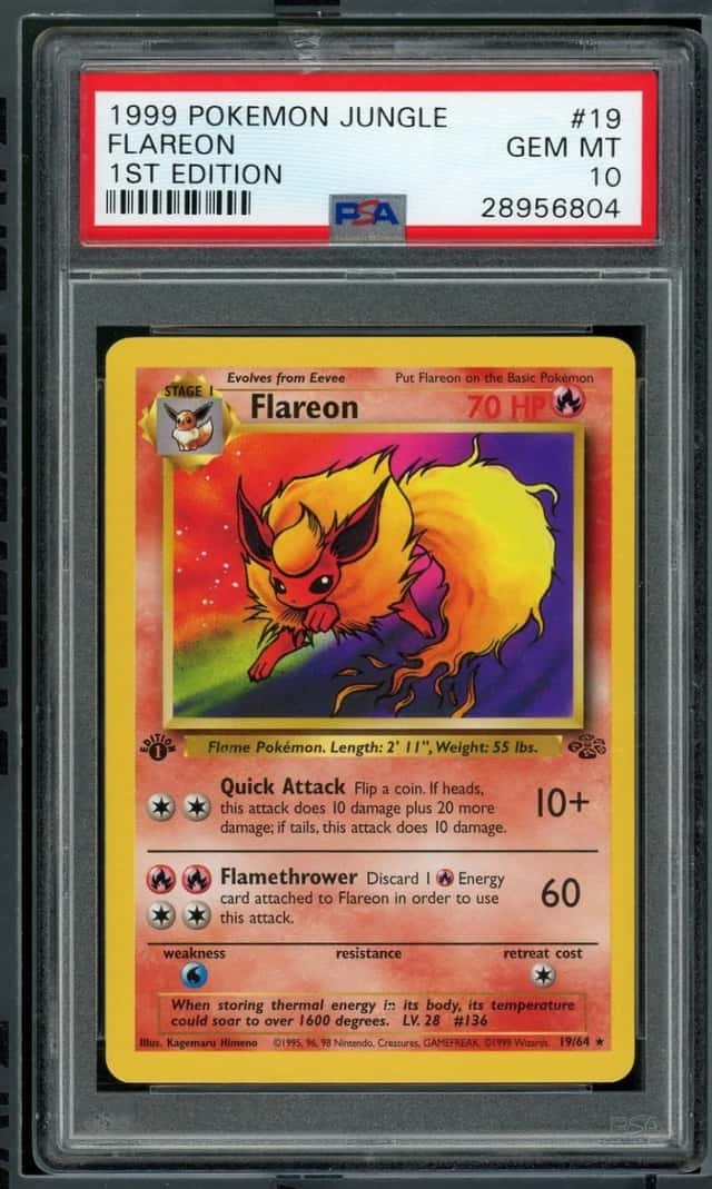 1999 POKEMON FLAREON 1ST EDITION JUNGLE #19 PSA 10