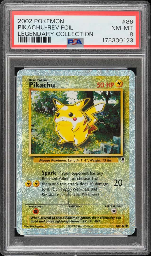 2002 Pokemon Legendary Collection #86 Pikachu Reverse Holo Foil PSA 8 NM-MT