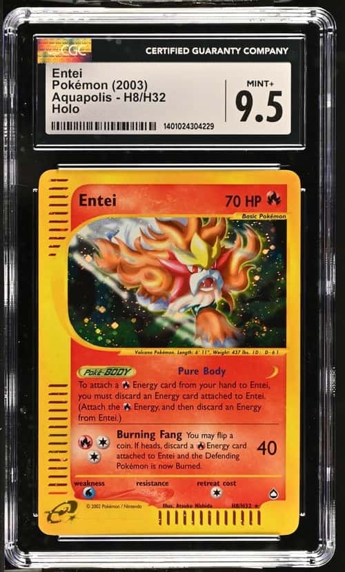 2003 Pokemon Aquapolis #H8/H32 Entei Holo CGC 9.5 MINT+ POP 6 Only 16 Higher