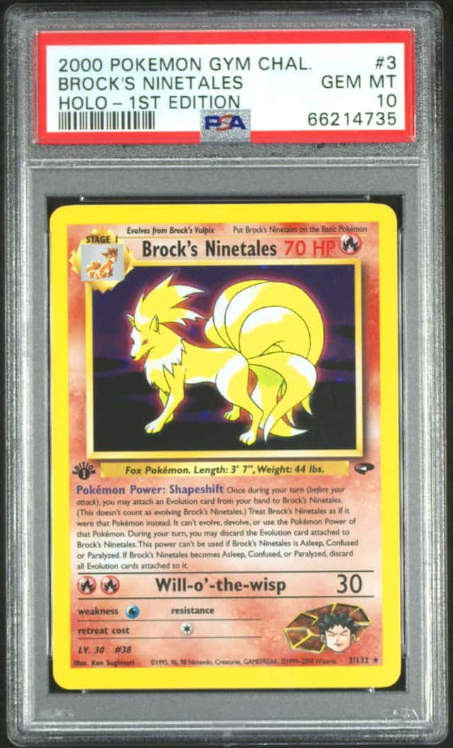 Pokemon 2000 Brock's Ninetales 3 Holo 1st Edition Rare Gym Challenge PSA 10
