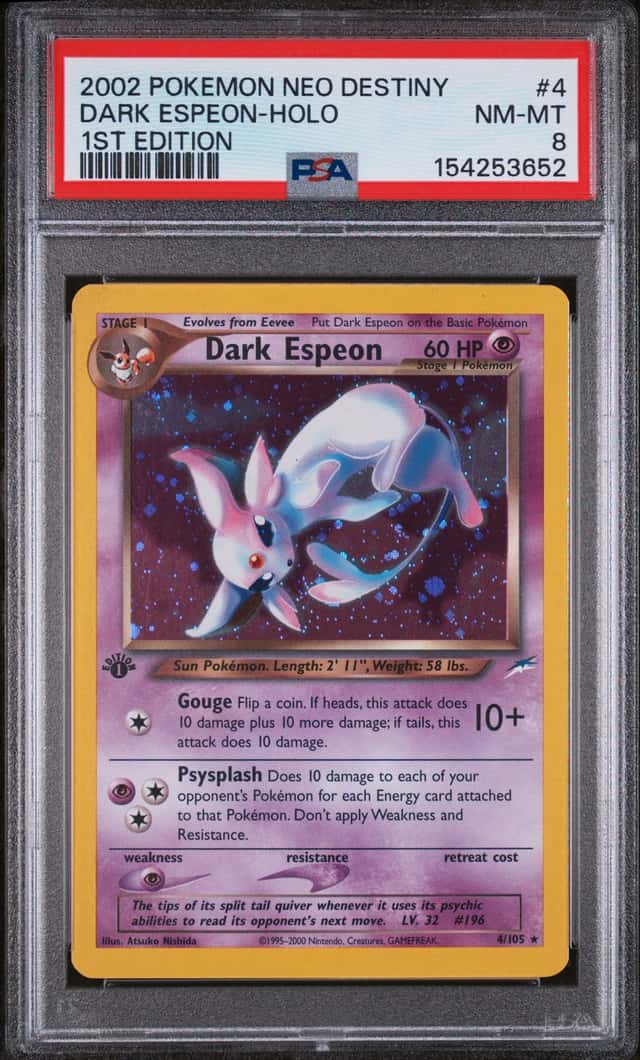 POKEMON DARK ESPEON 2002 NEO DESTINY #4 1ST EDITION HOLO PSA 8