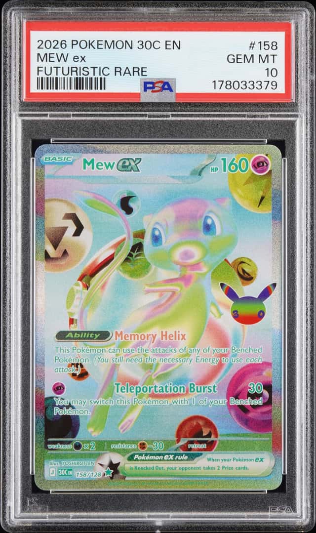 MEW EX 2026 POKEMON 30C EN FUTURISTIC RARE #158 PSA 10 GEM MINT