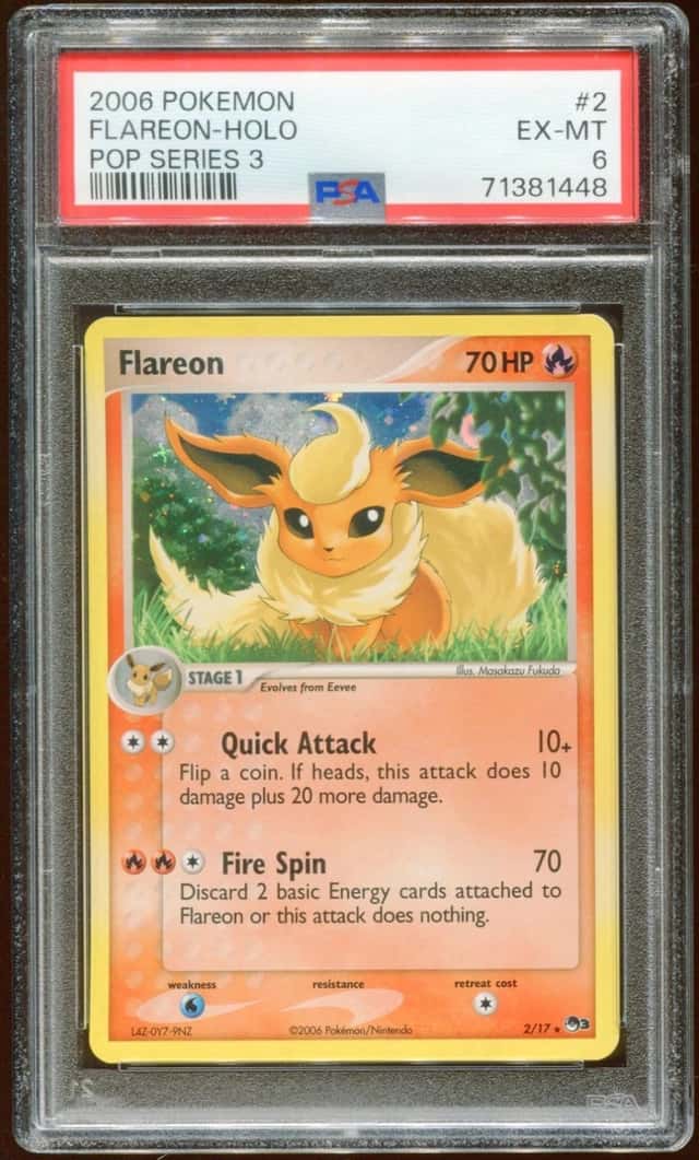 2006 POKEMON POP SERIES 3 FLAREON #2/17 RARE PROMO HOLO FOIL PSA 6 E10