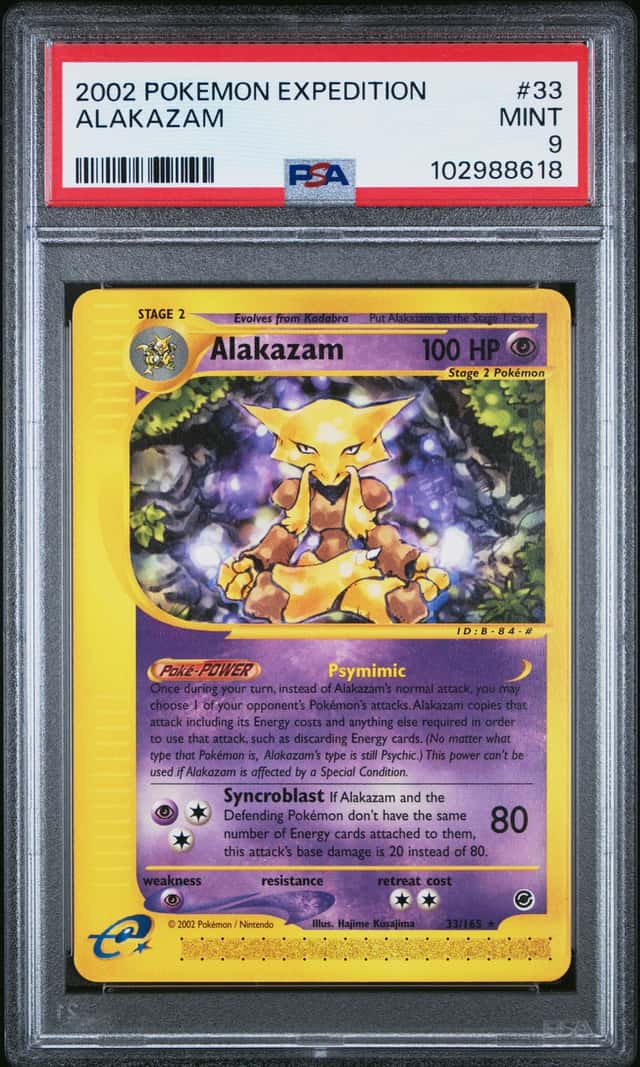 2002 Pokemon Expedition #33/165 Alakazam PSA 9 MINT