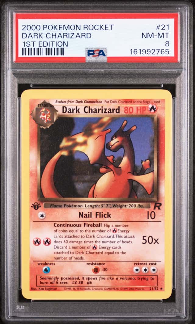 2000 Dark Charizard 21/82 Team Rocket 1st Edition Non-Holo PSA 8 *NEW CERT*