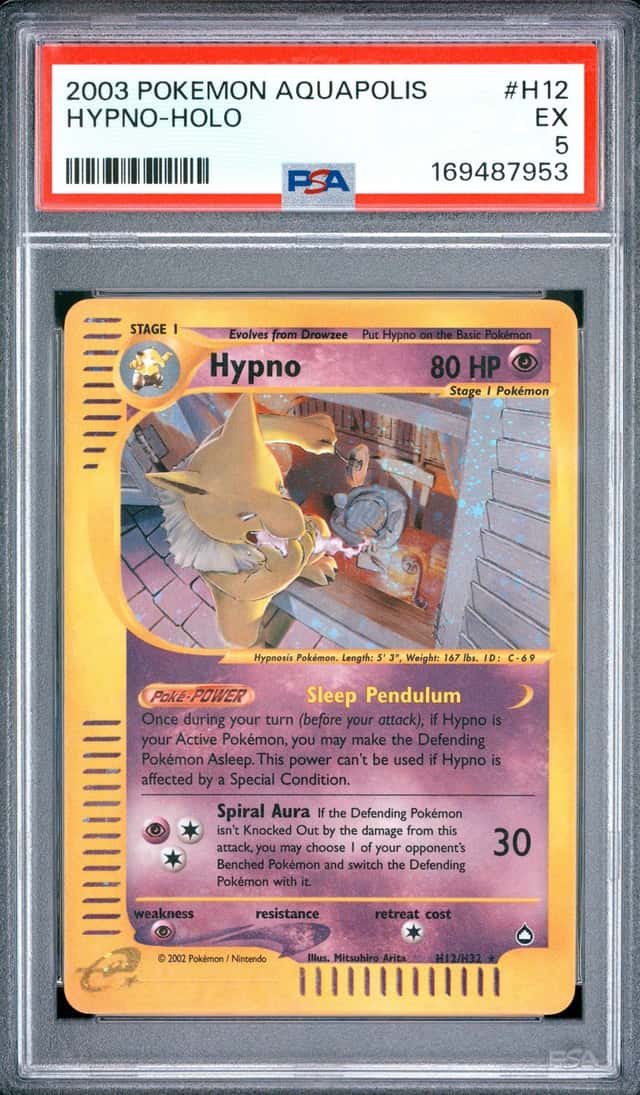 Hypno H12/H32 Aquapolis Holo (2003) Pokémon E Series Holo PSA 5 New Cert