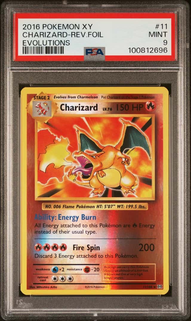 2016 POKEMON XY EVOLUTIONS #11 CHARIZARD-REVERSE FOIL PSA 9