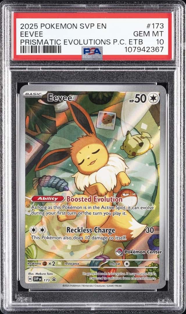 2025 POKEMON PRISMATIC EVOLUTIONS POKEMON CENTER ELITE TRAINER BOX EEVEE PSA 10