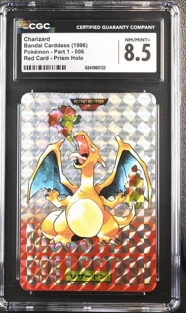 1996 Pokemon Bandai Carddass Charizard Red Card Prism Holo #006 CGC 8.5