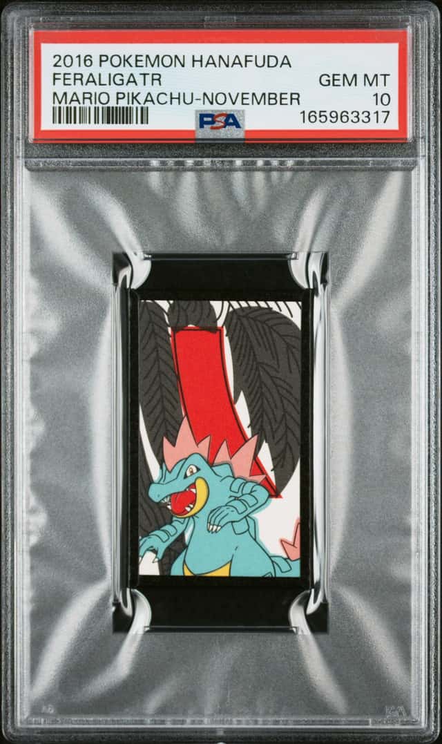 2016 POKEMON HANAFUDA MARIO PIKACHU NOVEMBER FERALIGATR PSA 10