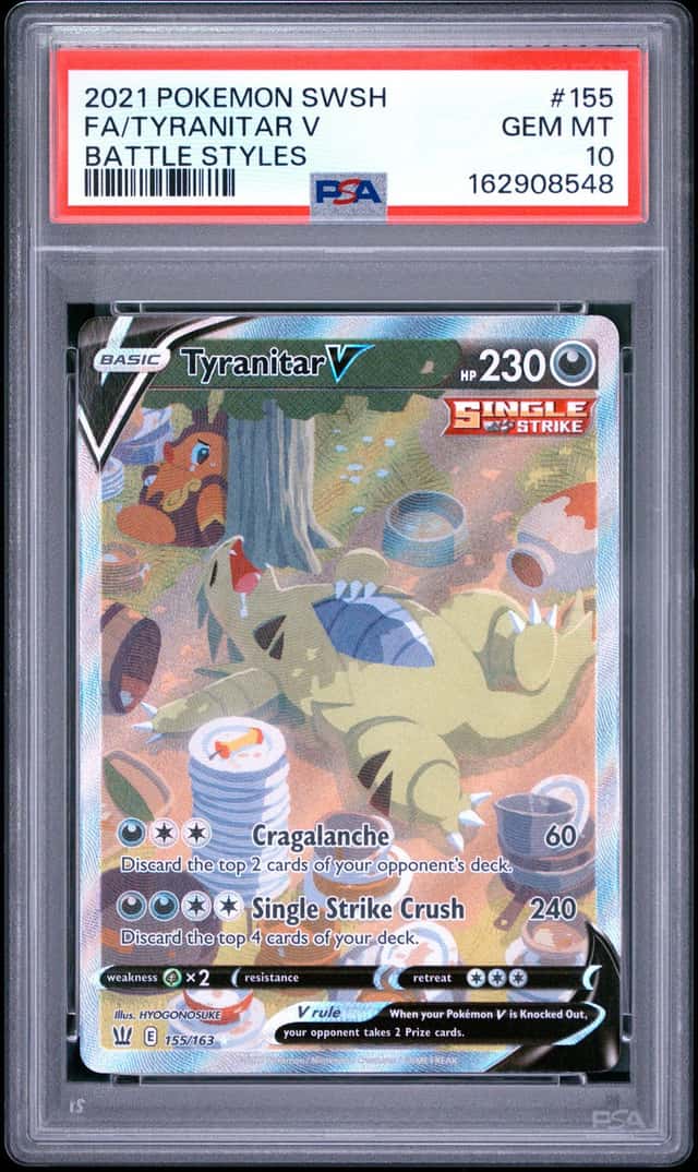 2021 Pokemon SWSH Battle Styles Tyranitar V Full Art #155/163 PSA 10 GEM MINT