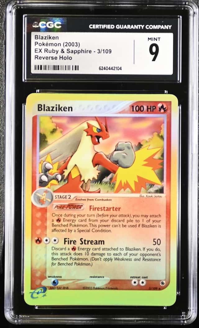 2003 Pokemon EX Ruby & Sapphire #3 Blaziken Reverse Holo CGC 9 MINT