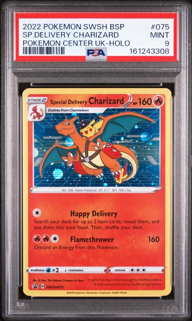 2022 POKEMON SWSH POKEMON CENTER UK #075 SPECIAL DELIVERY CHARIZARD-HOLO PSA 9