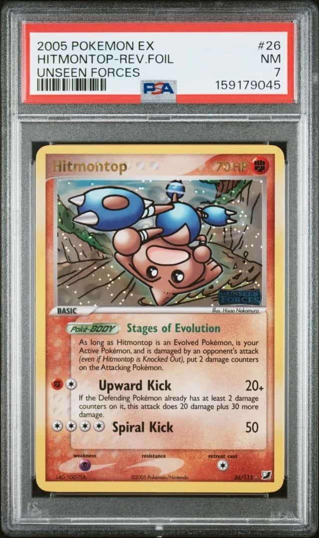 Pokemon Hitmontop Reverse Holo Unseen Forces 26/115 PSA 7