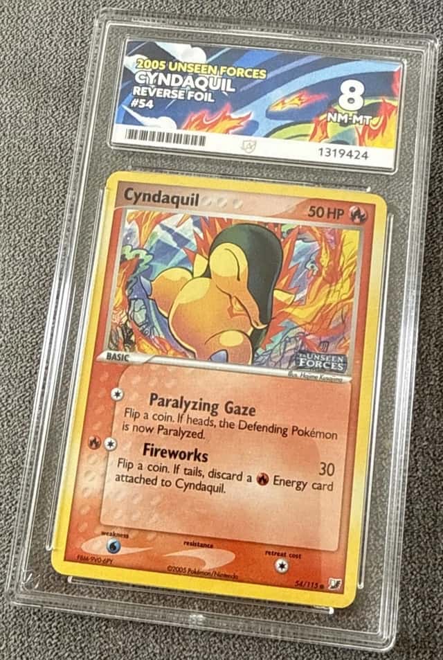 2005 POKEMON EX UNSEEN FORCES #54 CYNDAQUIL-REVERSE FOIL ACE 8