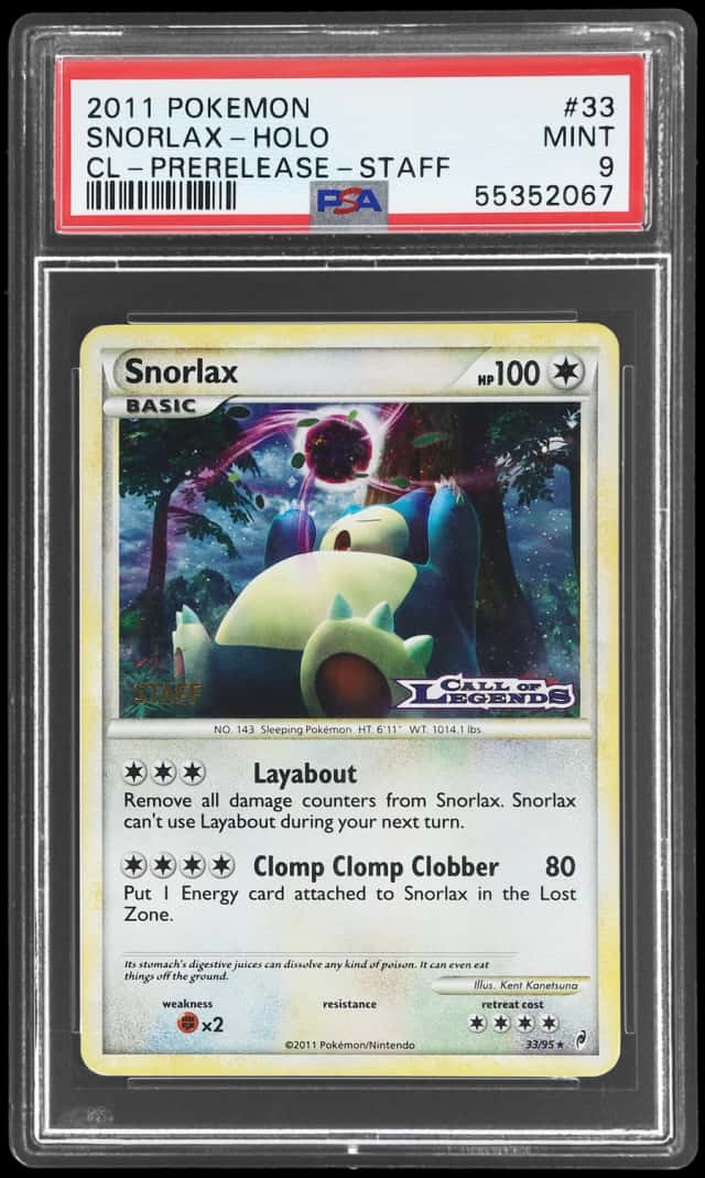 2011 Pokemon Call of Legends Staff Prerelease Holo Snorlax #33