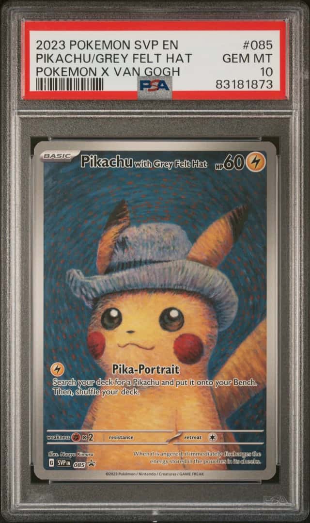 2023 Pokemon Scarlet and Violet Black Star Promo Pokemon X Van Gogh Pikachu With Grey Felt Hat #085