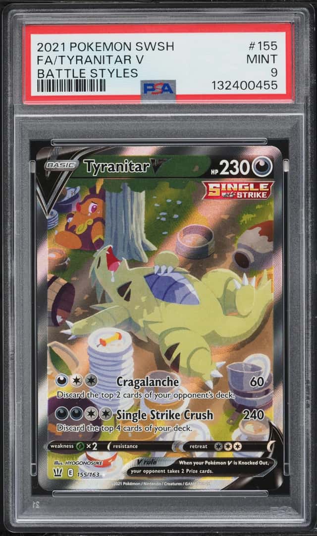 2021 Pokemon Sword & Shield Battle Styles Full Art Tyranitar V #155 PSA 9 MINT