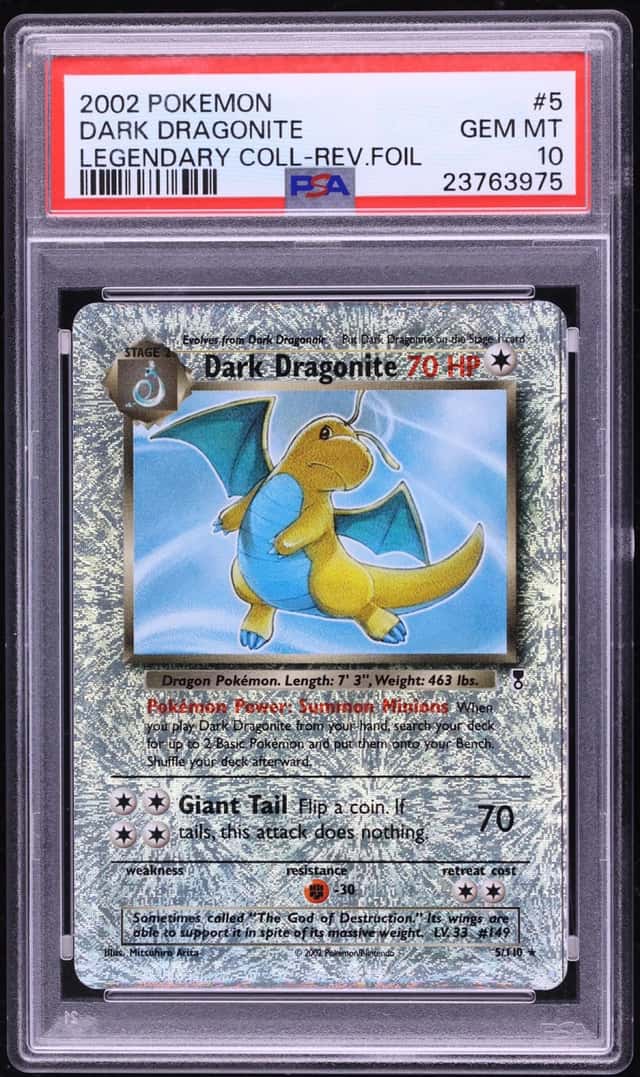 2002 Pokemon Legendary Collection Reverse Holo Dark Dragonite #5 PSA 10 GEM MINT