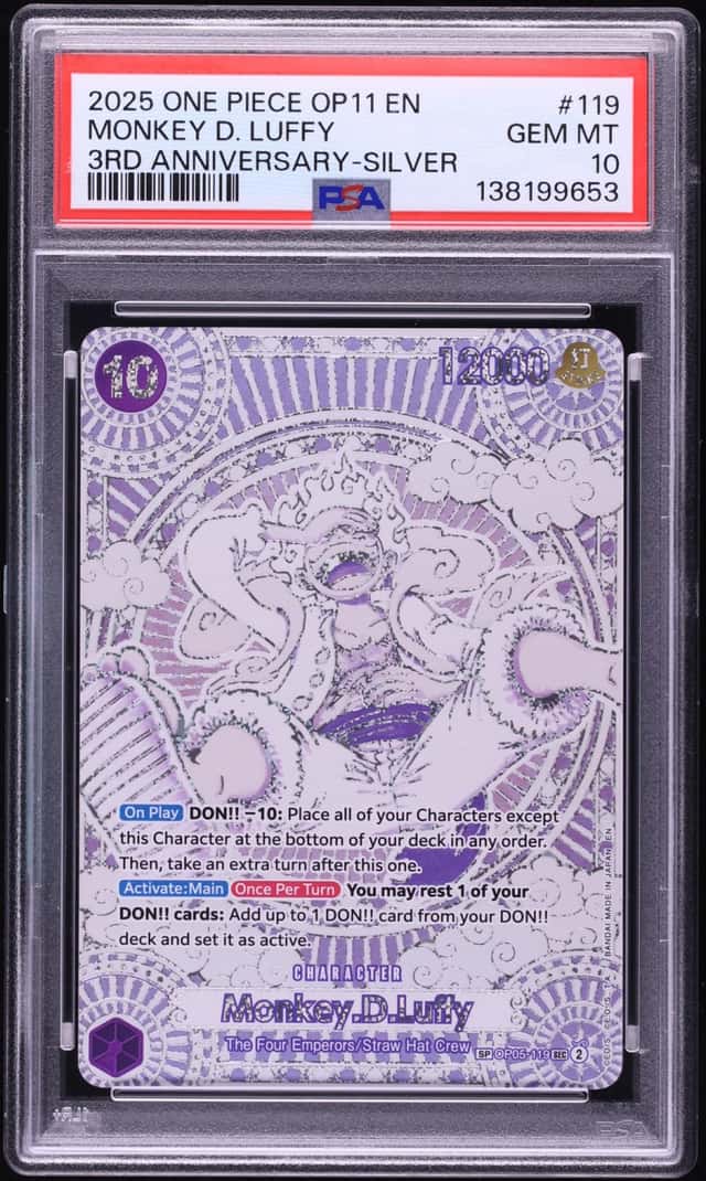 2025 One Piece 3rd Anniversary Silver Special Alt Art Monkey D. Luffy #OP05-119 PSA 10 GEM MINT