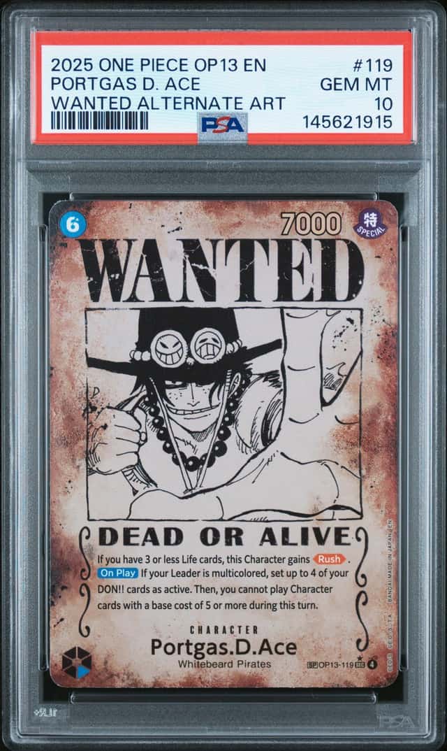 Portgas.D.Ace OP13-119  One Piece EN WANTED Alternate Art PSA 10 GEM MINT