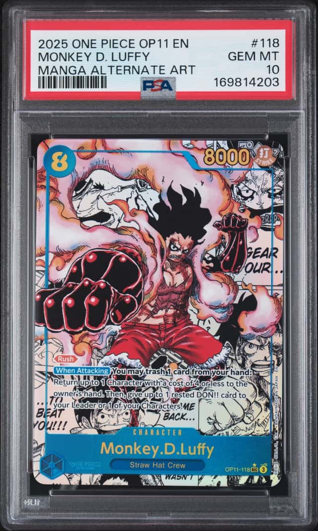 2025 One Piece Monkey D. Luffy Secret Rare Manga Alt Art #OP11-118 PSA 10