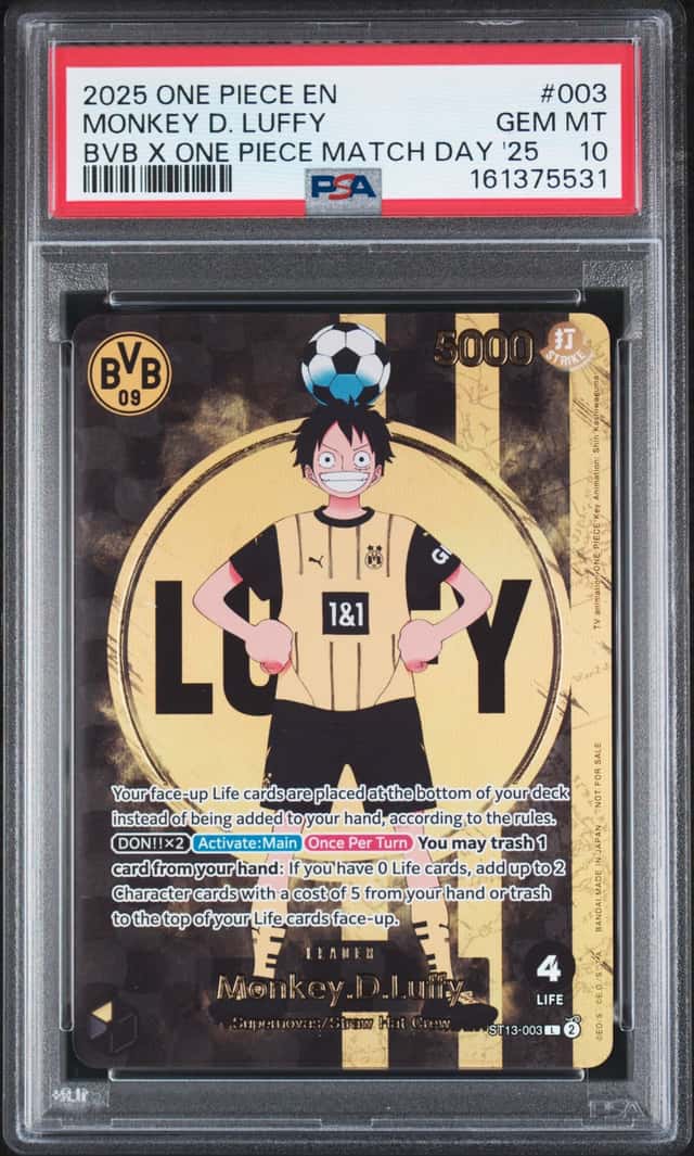 ONE PIECE MONKEY D. LUFFY 2025 PROMOS #003 BVB X MATCH DAY PSA 10