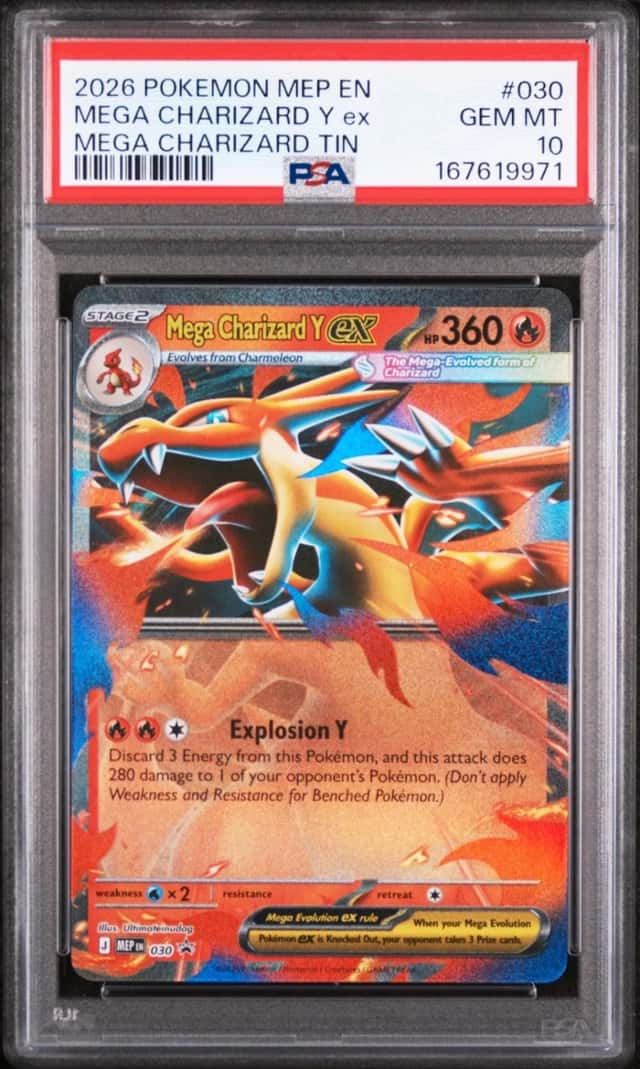 2026 POKEMON MEP EN-ME MEGA CHARIZARD TIN #030 MEGA CHARIZARD Y EX PSA 10