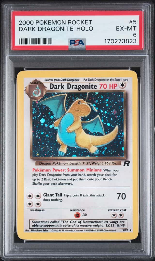 2000 Pokemon Rocket #5 Dark Dragonite Holo PSA 6 EX-MT