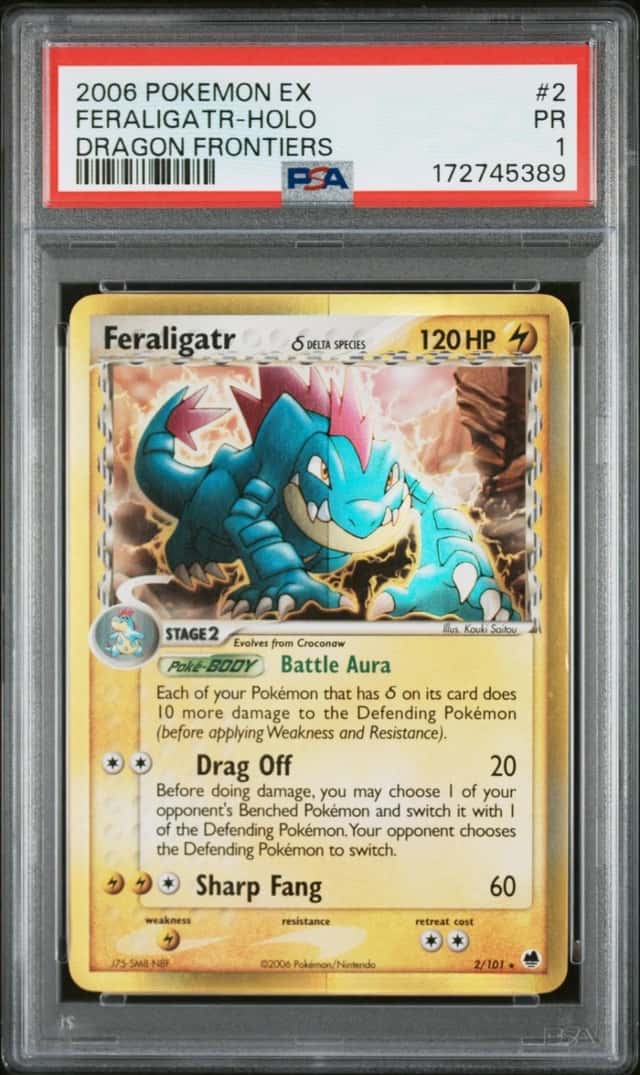 2006 POKEMON EX DRAGON FRONTIERS #2 FERALIGATR-HOLO PSA 1