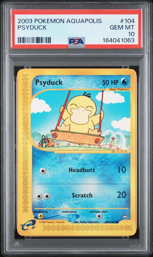 2003 Pokemon Aquapolis Psyduck #104 - PSA 10 GEM MINT! - NEW CERT - POP 59