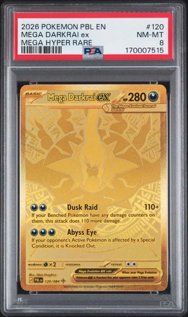 2026 POKEMON ~ PITCH BLACK EN ~ MEGA DARKRAI ex #120 ~ MEGA HYPER RARE ~ PSA 8