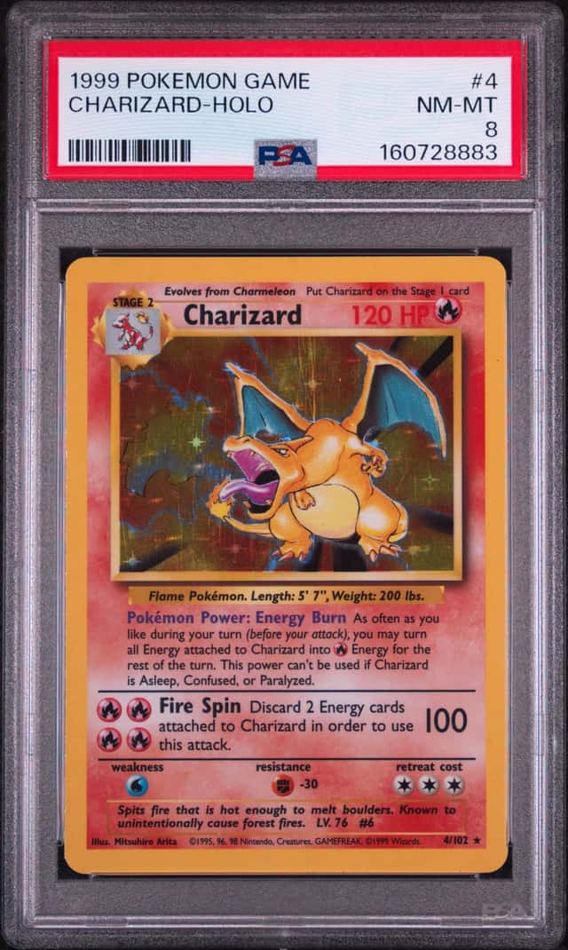 Pokémon 1999 Base Set Charizard Holo #4/102 PSA 8