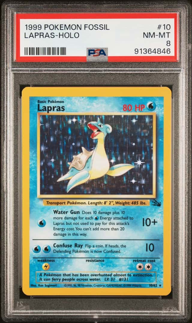 🔥🔥Lapras 1999 Fossil Holo Rare 10/62 PSA 8 Star Eater 🔥🔥
