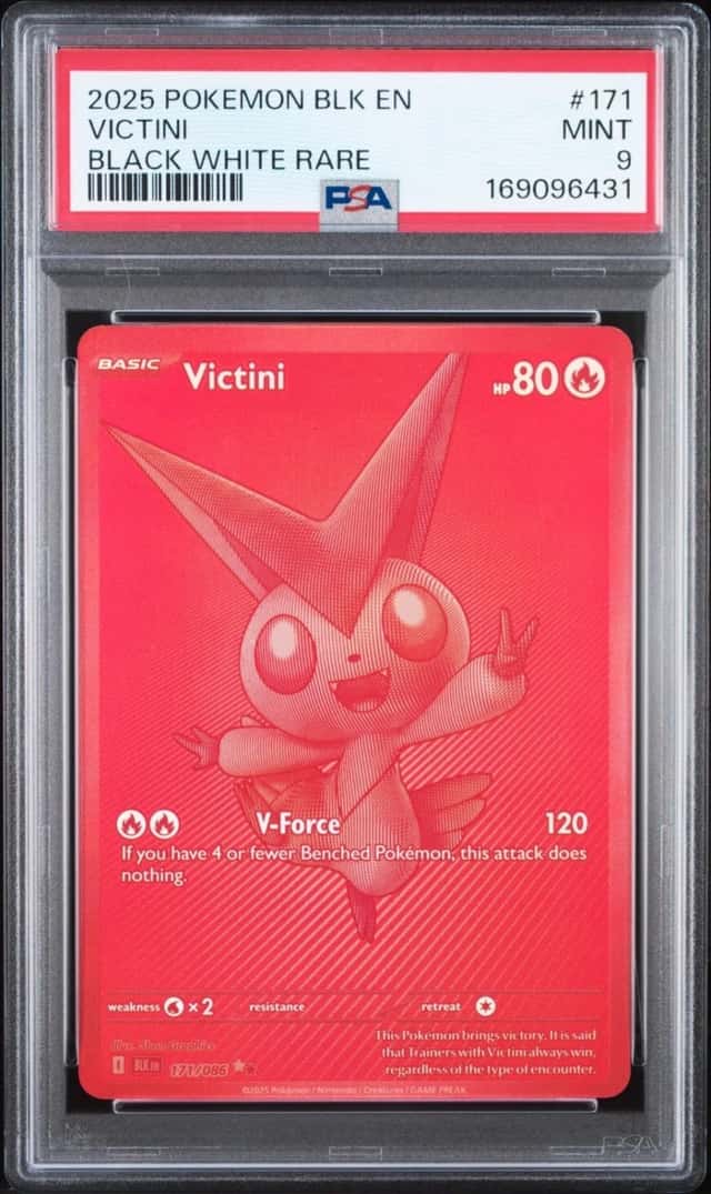 2025 Pokemon VICTINI 171/086 Black Bolt - Black White Rare - PSA 9