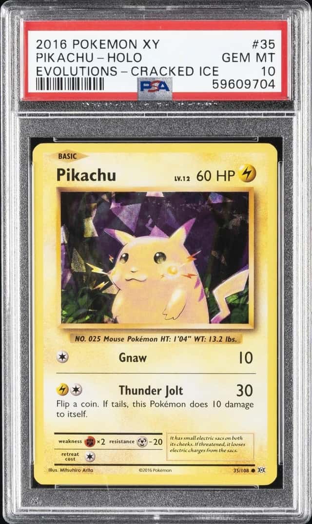 2016 POKEMON XY EVOLUTIONS CRACKED ICE #35 PIKACHU-HOLO PSA 10