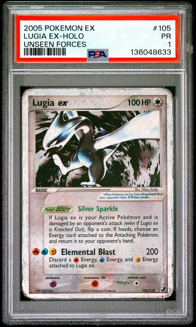 2005 POKEMON EX UNSEEN FORCES #105 LUGIA EX-HOLO PSA 1
